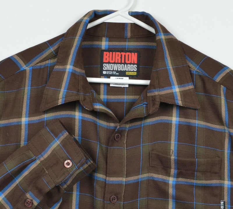 Burton DryRide Men's Large Brown Plaid Snowboarding Button-Front Flannel Shirt