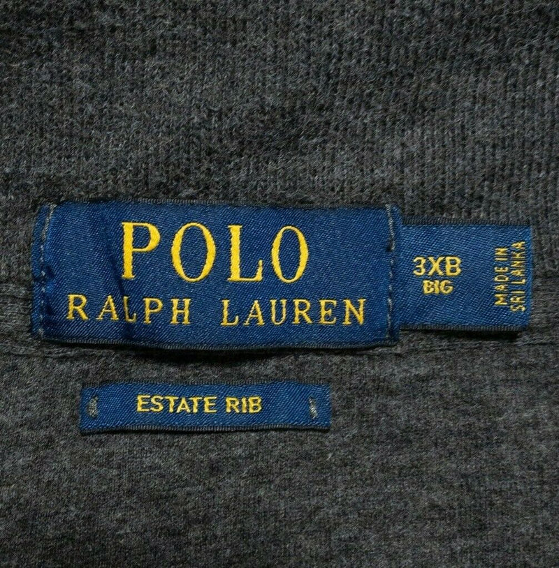 Polo Ralph Lauren Men's 3XB (3XL Big) Estate Rib 1/4 Zip Pullover Sweater Gray