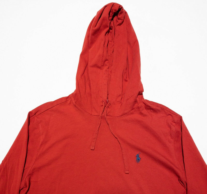 Polo Ralph Lauren Men's Medium Solid Red Lightweight Drawstring Shirt Hoodie