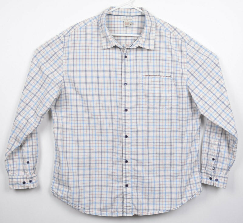 Carbon 2 Cobalt Men's XL White Blue Graph Check Plaid Button-Front Shirt