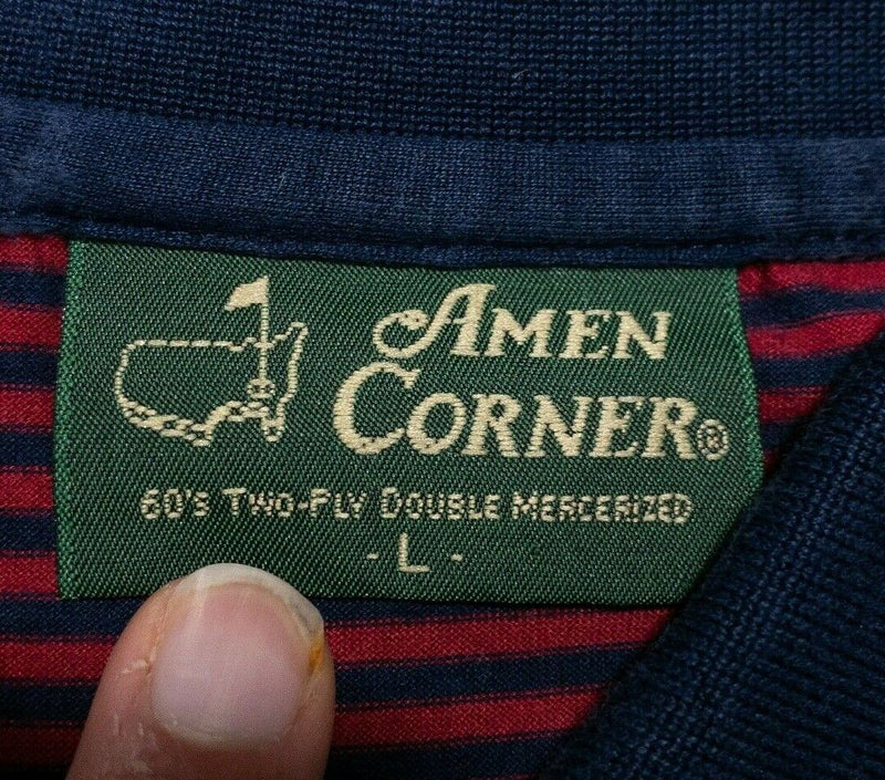 Amen Corner Masters Polo Large Men's Golf Augusta National Red Blue Striped