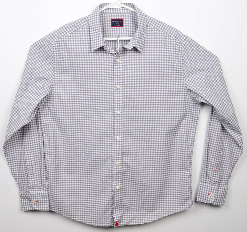 UNTUCKit Men's Large Gray Gingham Check Long Sleeve Button-Front New Dunn Shirt