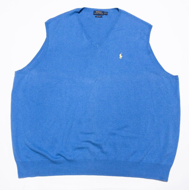 Polo Ralph Lauren 4XB Sweater Vest Mens 4XL Big & Tall V-Neck Knit Pullover Blue