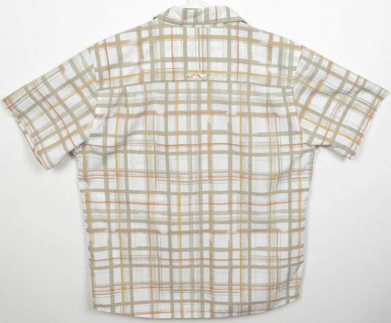 Oakley Men's Large True Fit Beige Plaid Polyester Cotton Button-Front Shirt