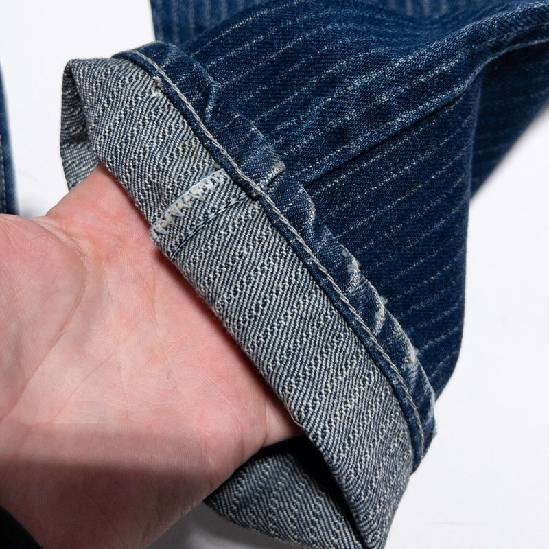 Vintage Levi's Pinstripe Jeans Men's 30x32 Denim Pants 70s Leather Patch SF 207