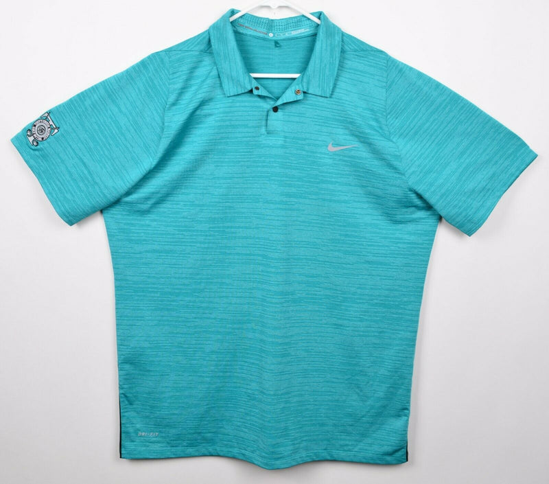 Tiger Woods Collection Men's XL Nike Golf Teal Green Snap Vented Golf Polo Shirt