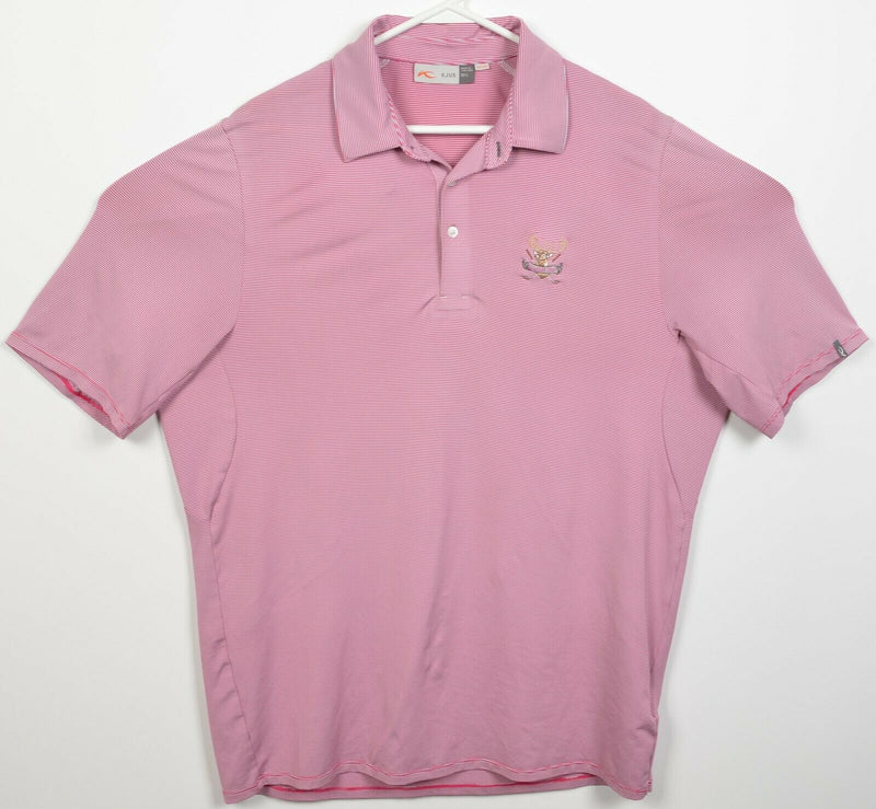 KJUS Men's Large/52 Pink Striped Golf Wicking UPF 50+ Soren Stripe Polo Shirt