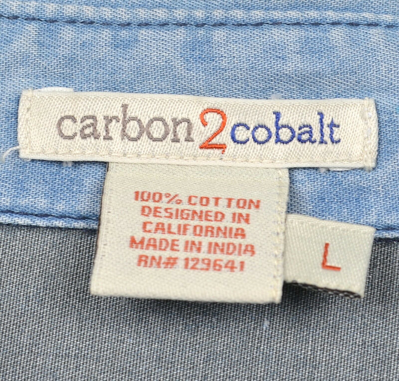 Carbon 2 Cobalt Men's Large Denim/Chambray Style Long Sleeve Button-Front Shirt