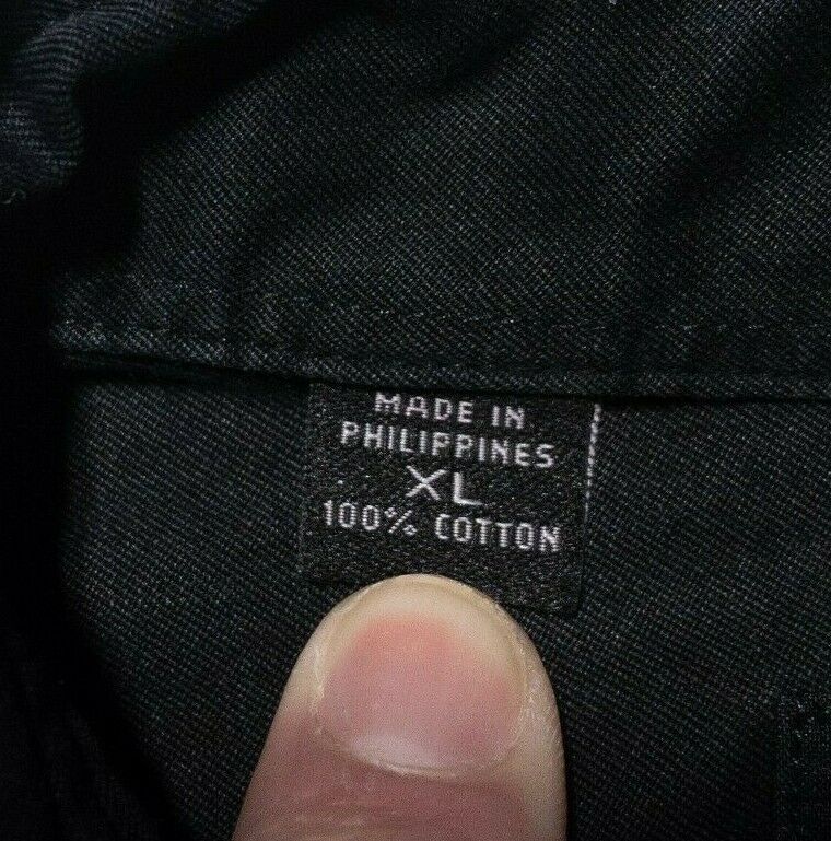 Ralph Lauren Black Label Solid Black Military Designer Button-Front Men's XL