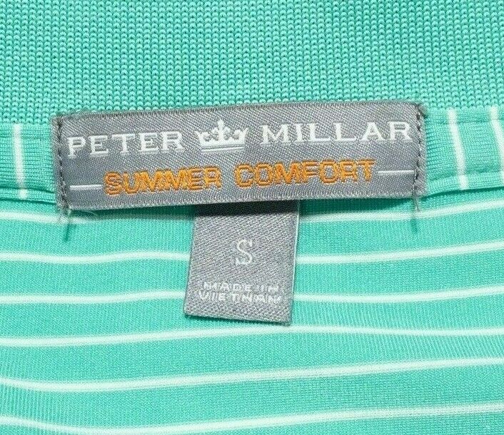 Peter Millar Summer Comfort Small Men's Golf Polo Wicking Mint Green Striped