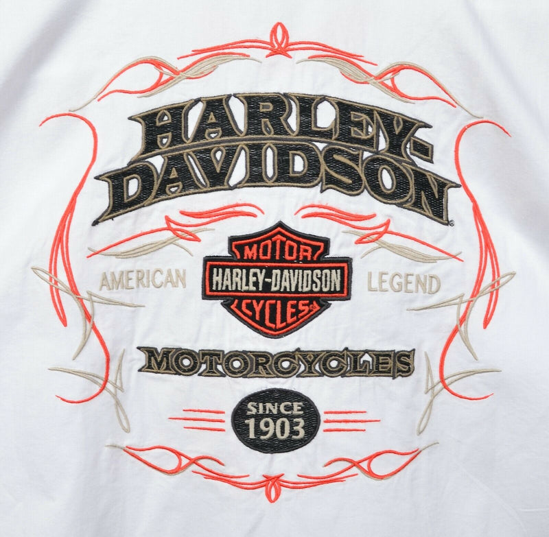 Harley-Davidson Men's 5XL White Embroidered Logo Garage Mechanic Biker Shirt