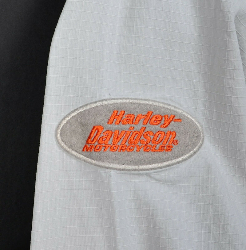 Harley-Davidson Men's XL Gray Logo Patches Garage Mechanic Biker Button Shirt