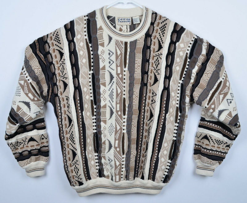 Vintage 90s Cotton Traders Men's Large Coogi-Style Textured 3D Knit Sweater