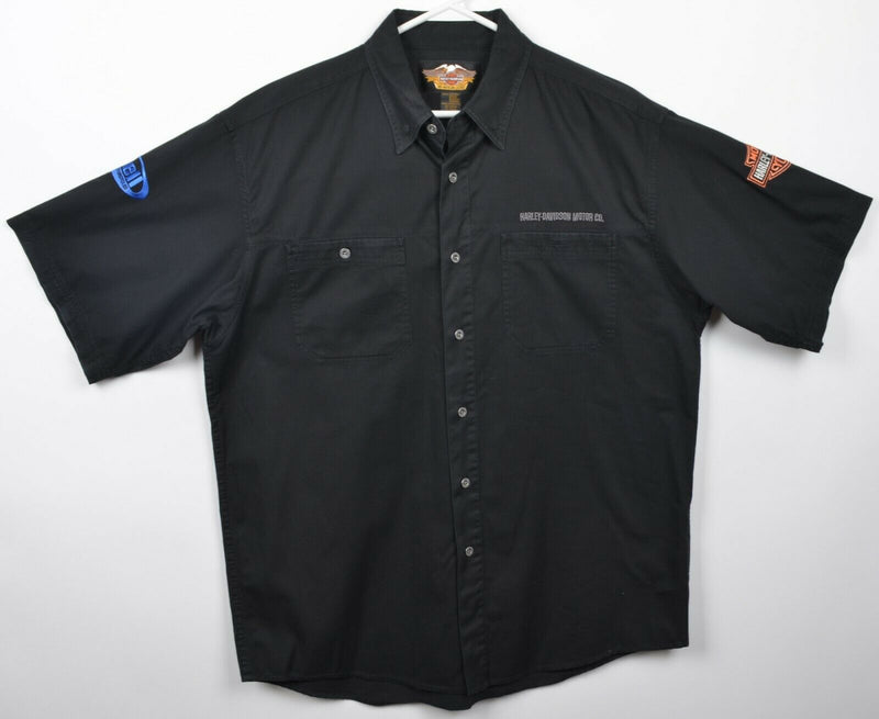 Harley-Davidson Men's Large Black Buell Patch Work Garage Mechanic Biker Shirt