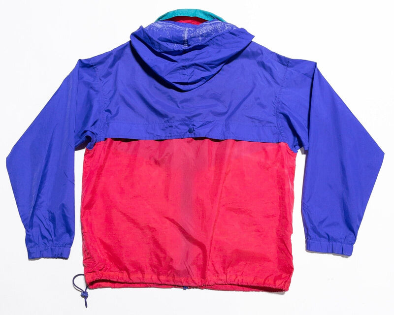 Vintage Columbia Jacket Men Medium Windbreaker Radial Sleeve Colorblock Neon 80s