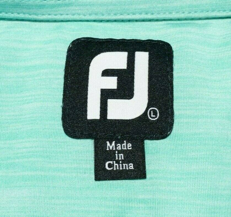 FootJoy Golf Shirt Large Men's Polo Wicking Stretch Mint Green Performance