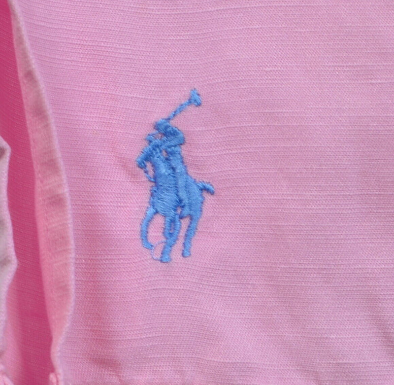 Polo Ralph Lauren Men's XL Solid Pink Silk Linen Blend Caldwell Camp Shirt