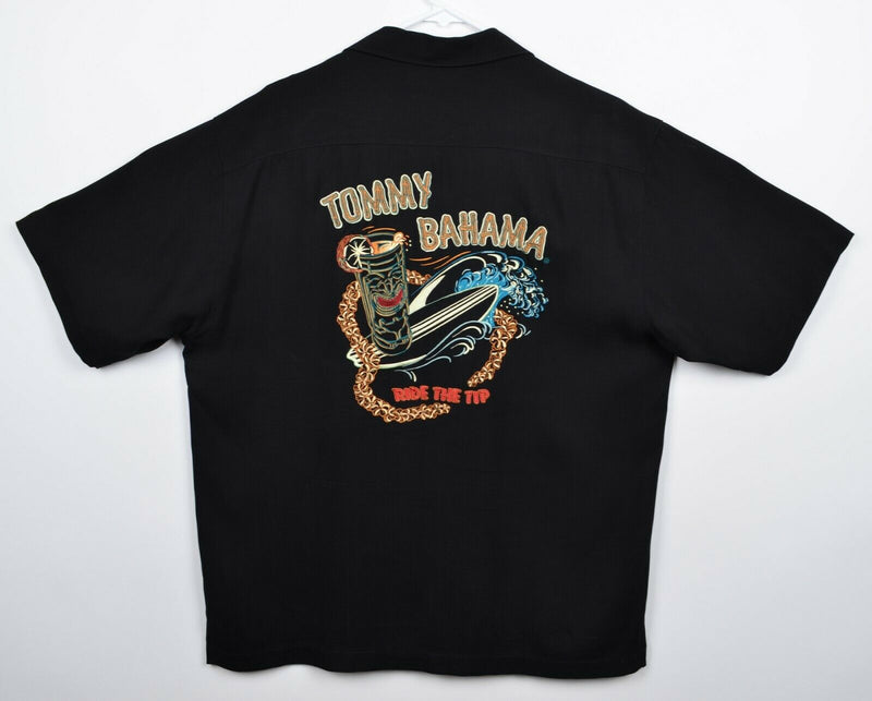 Tommy Bahama Men's Sz Medium 100% Silk Embroidered Ride the Tip Hawaiian Shirt