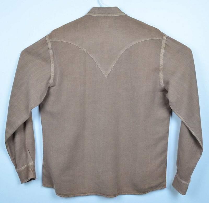 Ryan Michael Men's Large Pearl Snap Tencel Viscose Beige Western Shirt