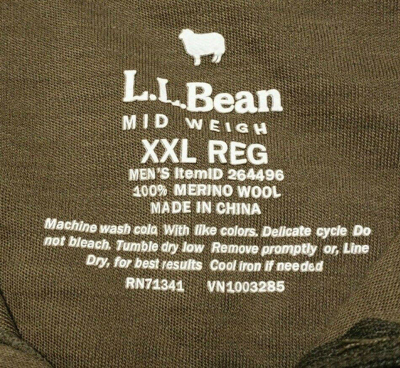 L.L. Bean Men's Cresta Merino Wool Midweight 250 Base Layer 1/4 Zip Men's 2XL