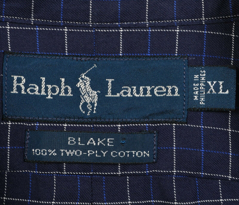 Polo Ralph Lauren Men's XL "Blake" Navy Blue Plaid Pony Button-Down Shirt