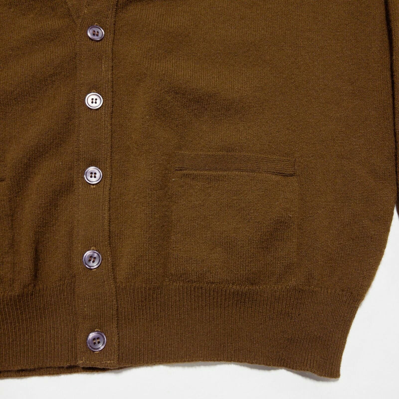 Burberrys Men's 46"/117cm (2XL) Horse Crest Brown Wool Vintage Cardigan HOLES