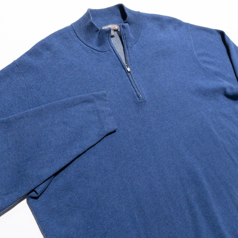 Peter Millar Sweater Men's XL Pullover 1/4 Zip Crown Sport Golf Casual Blue