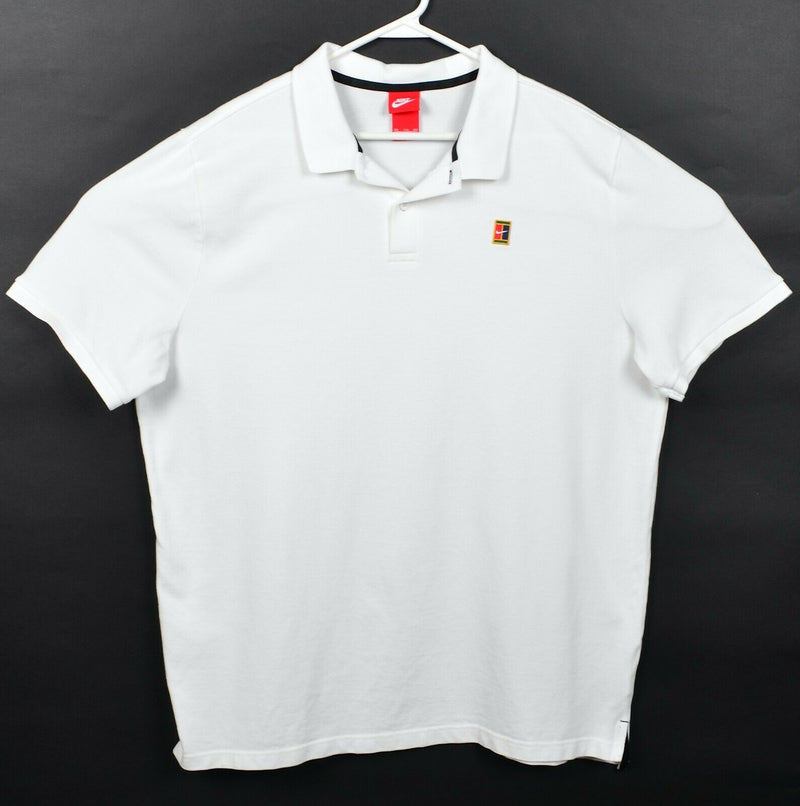 Nike Challenge Court Men's 2XL Solid White Tennis Sampras Agassi Polo Shirt