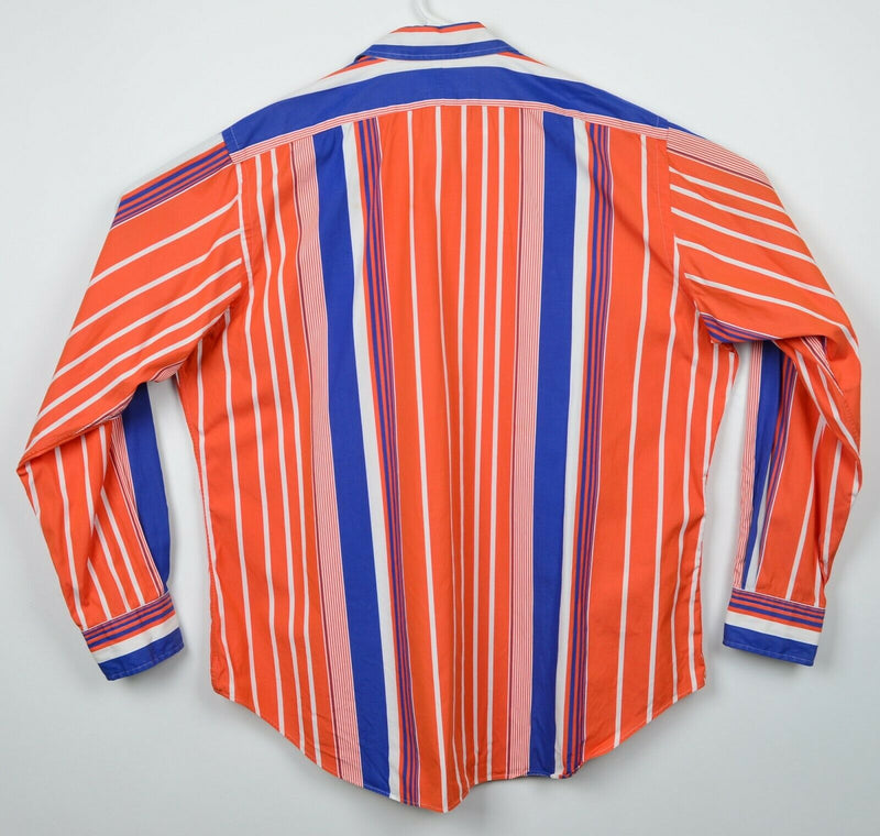 Polo Ralph Lauren Men's XL Classic Fit Orange Blue Stripe Estate Button Shirt