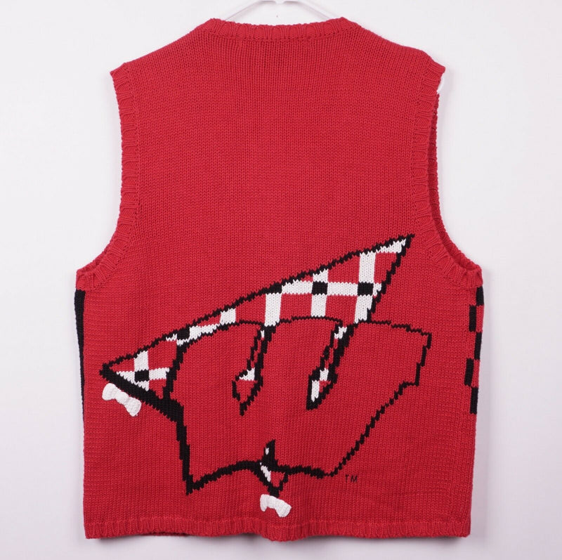 Vtg Wisconsin Badgers Women's Sz XL Football NCAA Birch Bros. Zip Sweater Vest