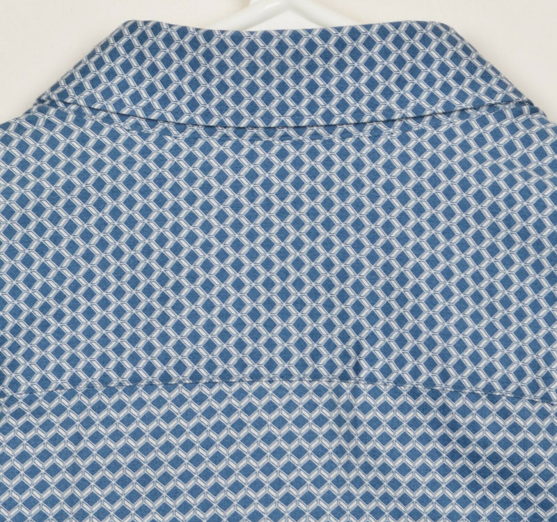Ted Baker London Men's 4 Flip Cuff Blue Geometric Short Sleeve Button-Down Shirt