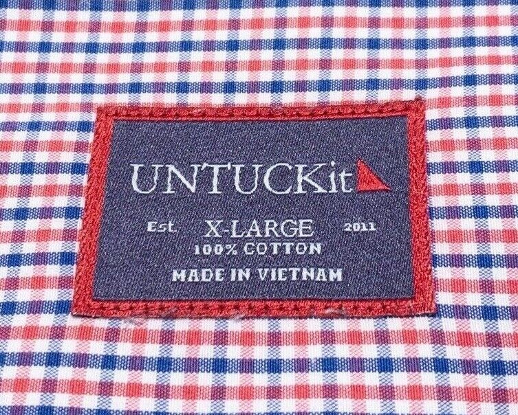 UNTUCKit XL Long Sleeve Shirt Men's Red Blue Check Button-Front Casual