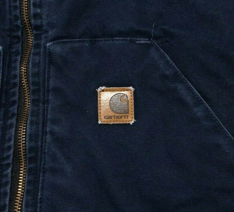 Carhartt Quilt Lined Canvas Vest V02 Navy Blue Vintage USA Union Men's Medium