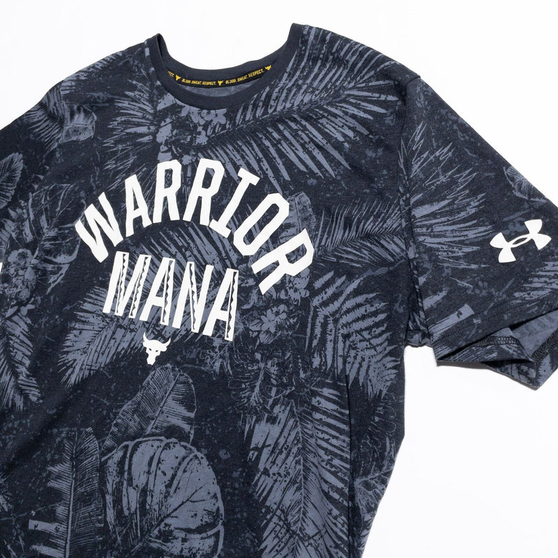 Under Armour Project Rock T-Shirt Men's 2XL Aloha Camo Floral Gray Warrior Mana