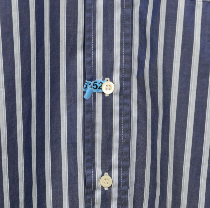 Brioni for Neiman Marcus Men's XL Blue Striped Made in Italy Dress Shirt