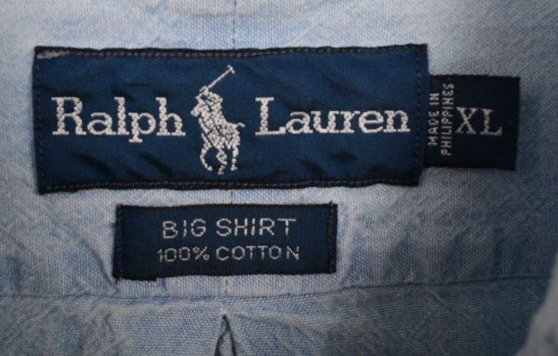 Polo Ralph Lauren Men's XL "Big Shirt" Denim Light Wash Blue Button-Down Shirt
