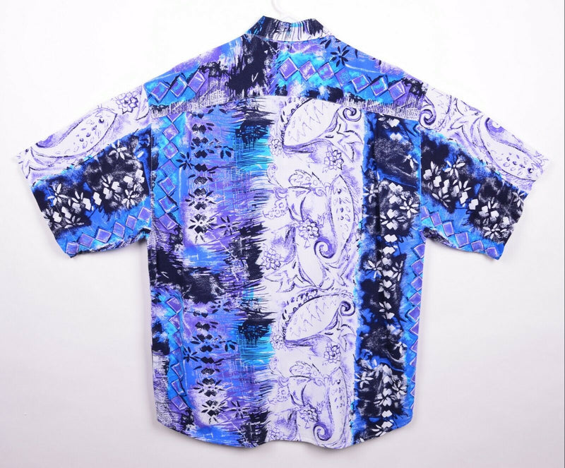 Vtg Guess Men's Sz Medium Rayon Purple Abstract Georges Marciano Hawaiian Shirt