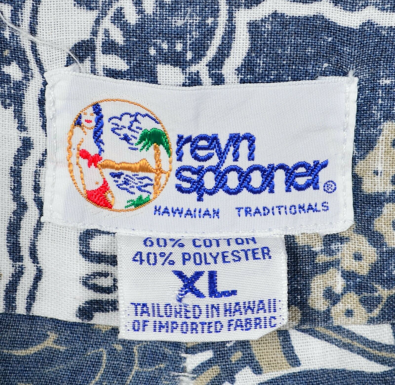 Reyn Spooner Men's XL Bird Flag Graphic Blue Hawaiian Traditionals Aloha Shirt