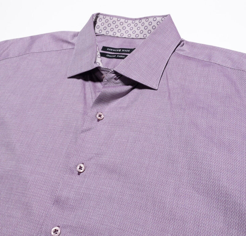 Hammer Made Shirt Mens 18.5/46 Flip Cuff Long Sleeve Purple Chevron Button-Front