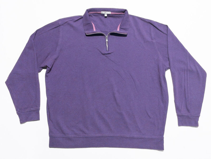 Peter Millar Sweater Men's 2XL Pullover 1/4 Zip Purple Golf Sweatshirt Casual