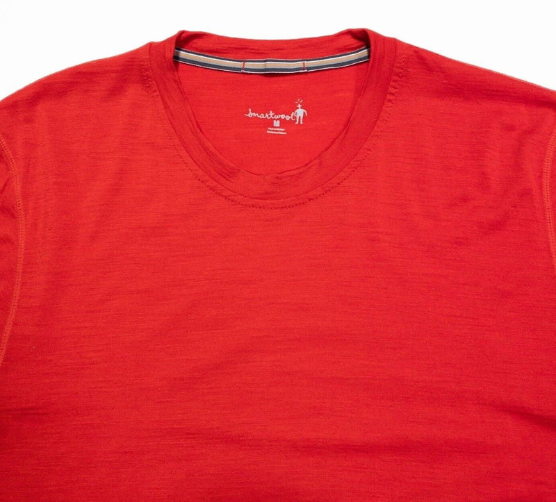 SmartWool T-Shirt Men's Medium Merino Wool Solid Red Crew Short Sleeve Hiking