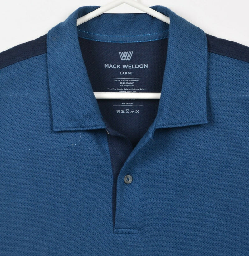 Mack Weldon Men's Large Blue Cotton Modal Blend Blue Navy Blue Polo Shirt