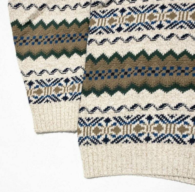 Chaps Ralph Lauren Sweater Men's Large Fair Isle Knit Vintage 90s USA Crew Neck