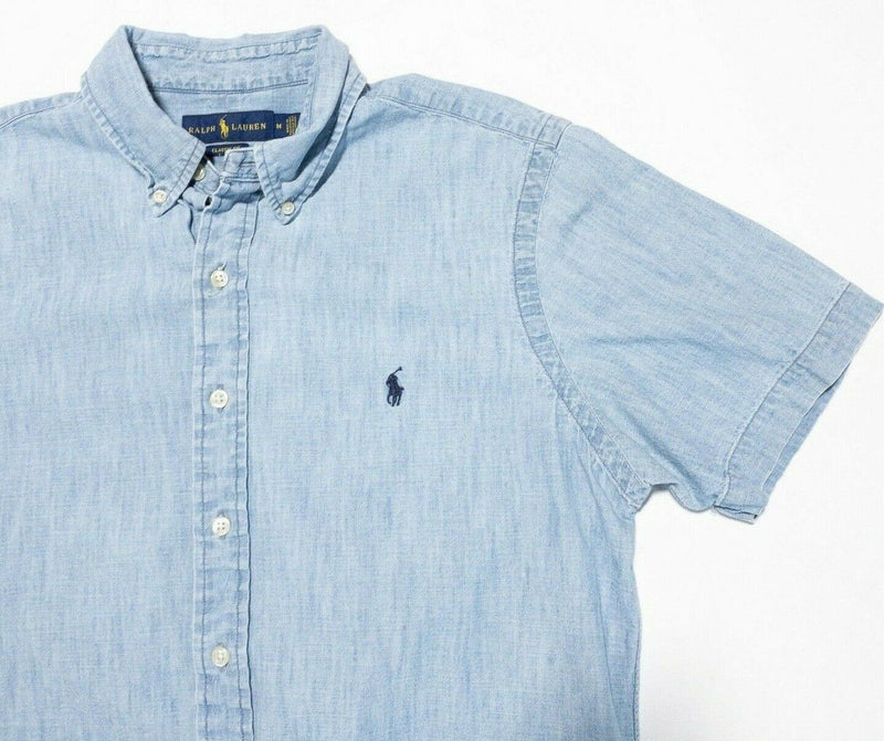 Polo Ralph Lauren Chambray Shirt Medium Classic Men's Indigo Blue Denim 90s