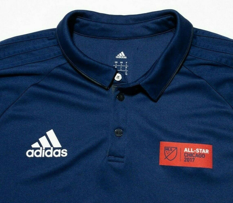 Adidas All-Star Chicago 2017 MLS Soccer Men's Large Polo Shirt ClimaLite Blue