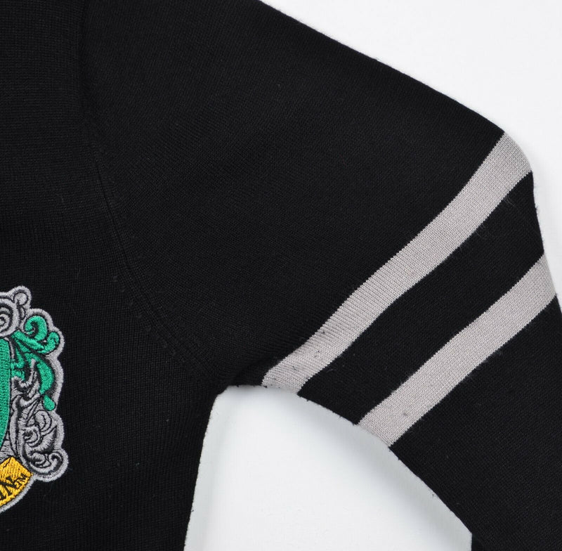 Harry Potter Women's Medium Slytherin Snake Crest Black Varsity Cardigan Sweater