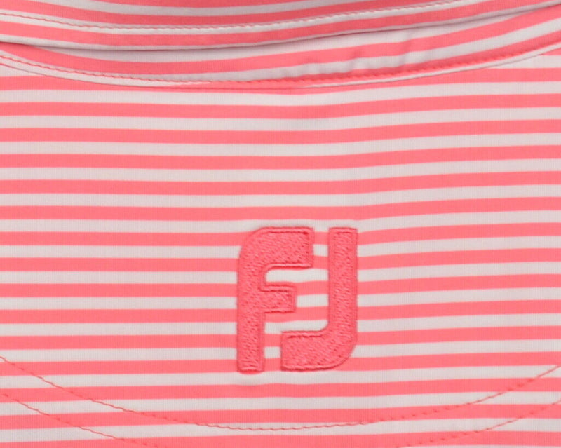 FootJoy Men's XL Pink White Striped FJ Golf Wicking Performance Polo Shirt