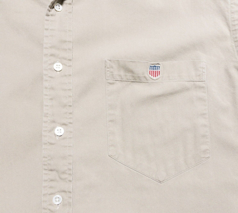 Polo Country Ralph Lauren Shirt Men's Large Long Sleeve Button-Front Beige USA