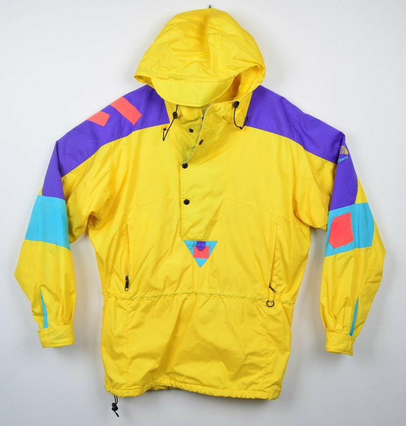Vtg 90s North Face Extreme Men's Sz Medium Yellow Colorblock Hooded Ski Jacket