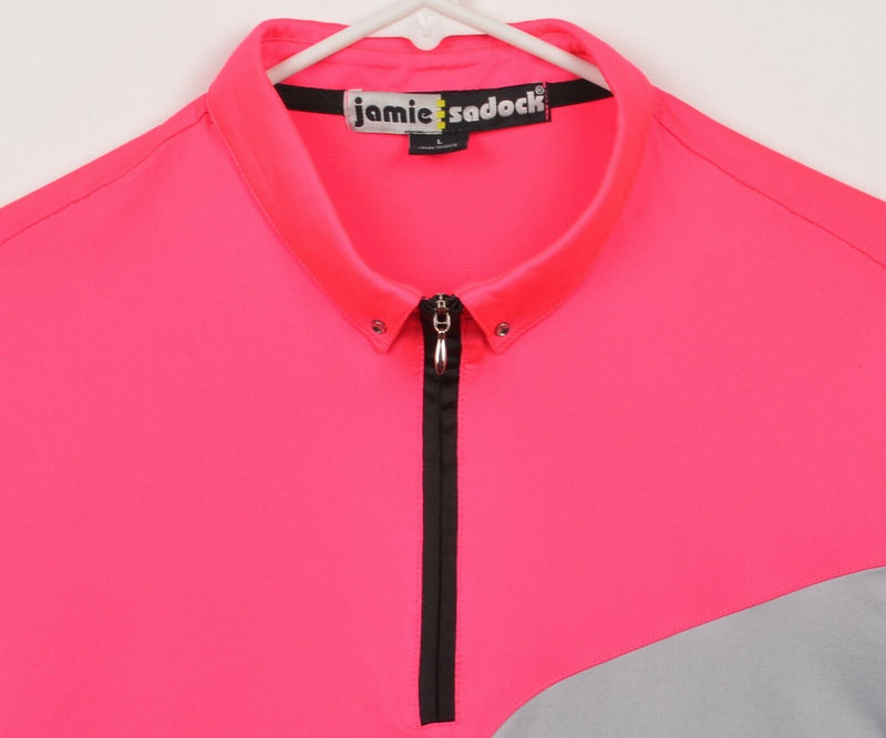Jamie Sadock Women's Large Hot Pink Half-Zip Colorblock Golf Polo Shirt